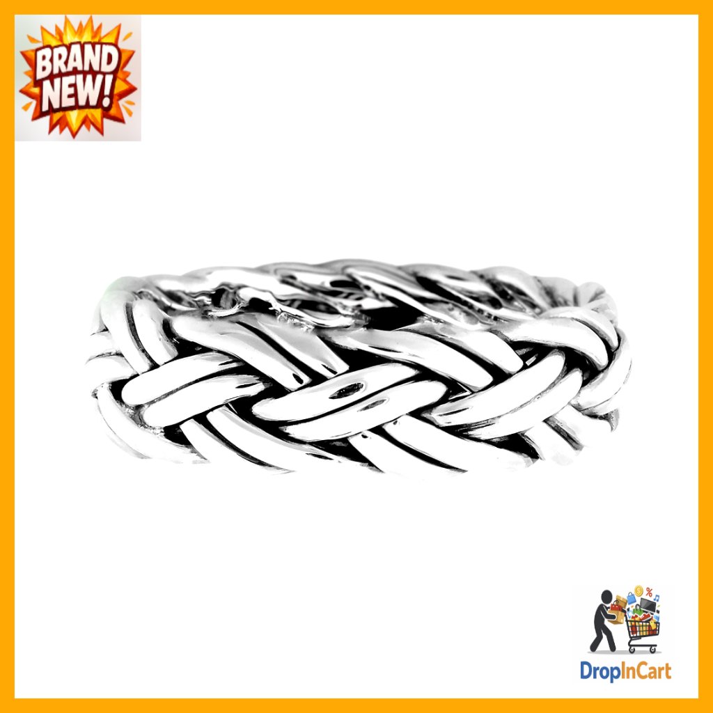 Handcrafted Sterling Silver Braided Band Ring Elegant Minimal Comfort Fit